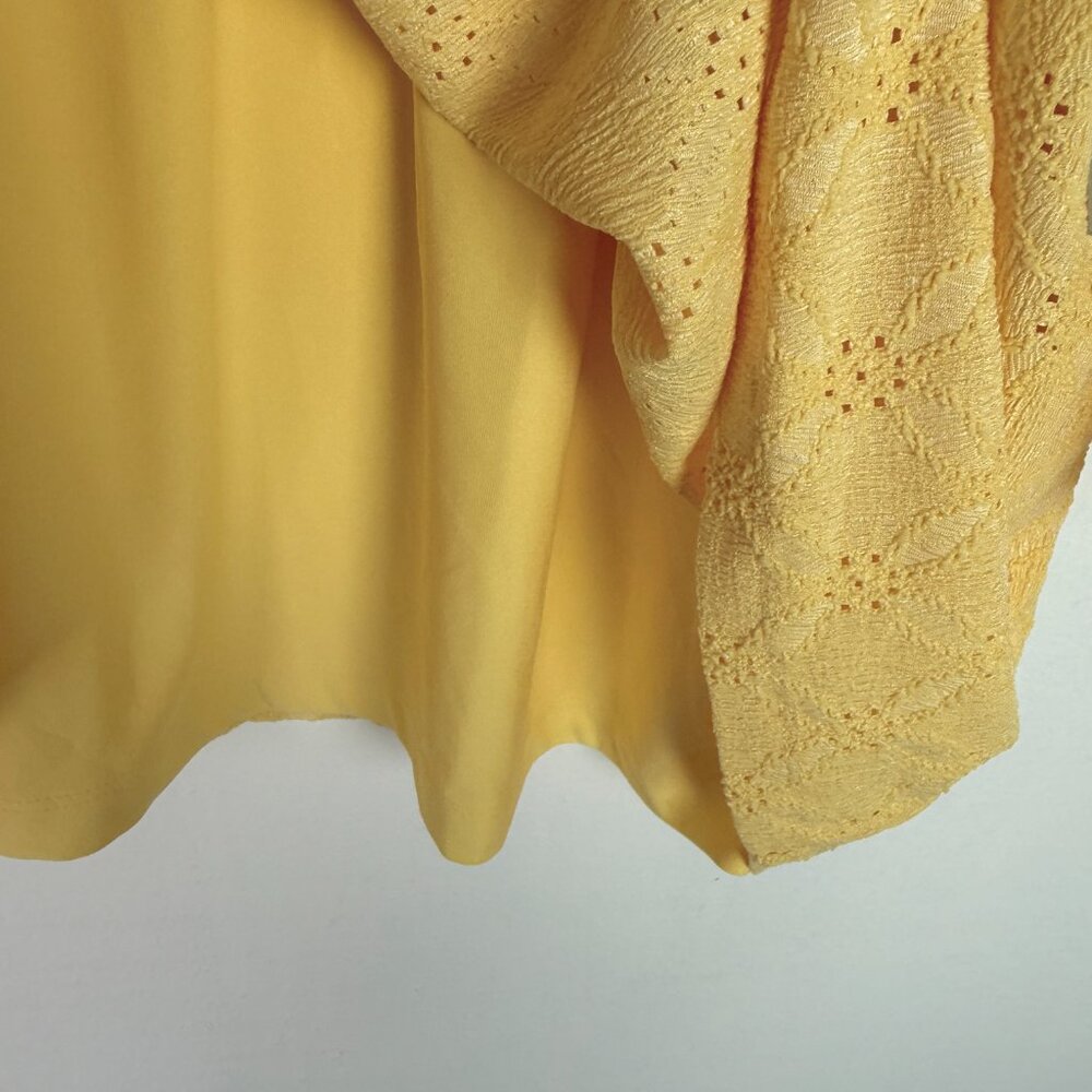 NWT Chico's Eyelet Scoop Neck Ruffle Sleeve Top 3/4 Lemon Chiffon Size XL NEW - Picture 5 of 9